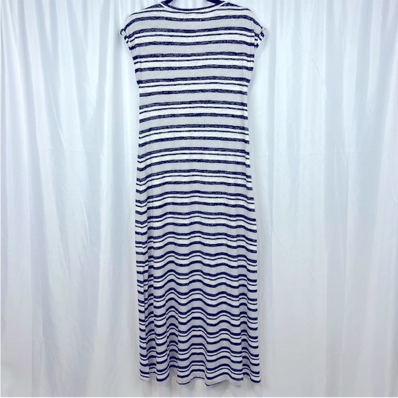 Lou & Grey for Loft Striped Maxi Dress V Neck Rolled Sleeve Cuff - Picture 6 of 7